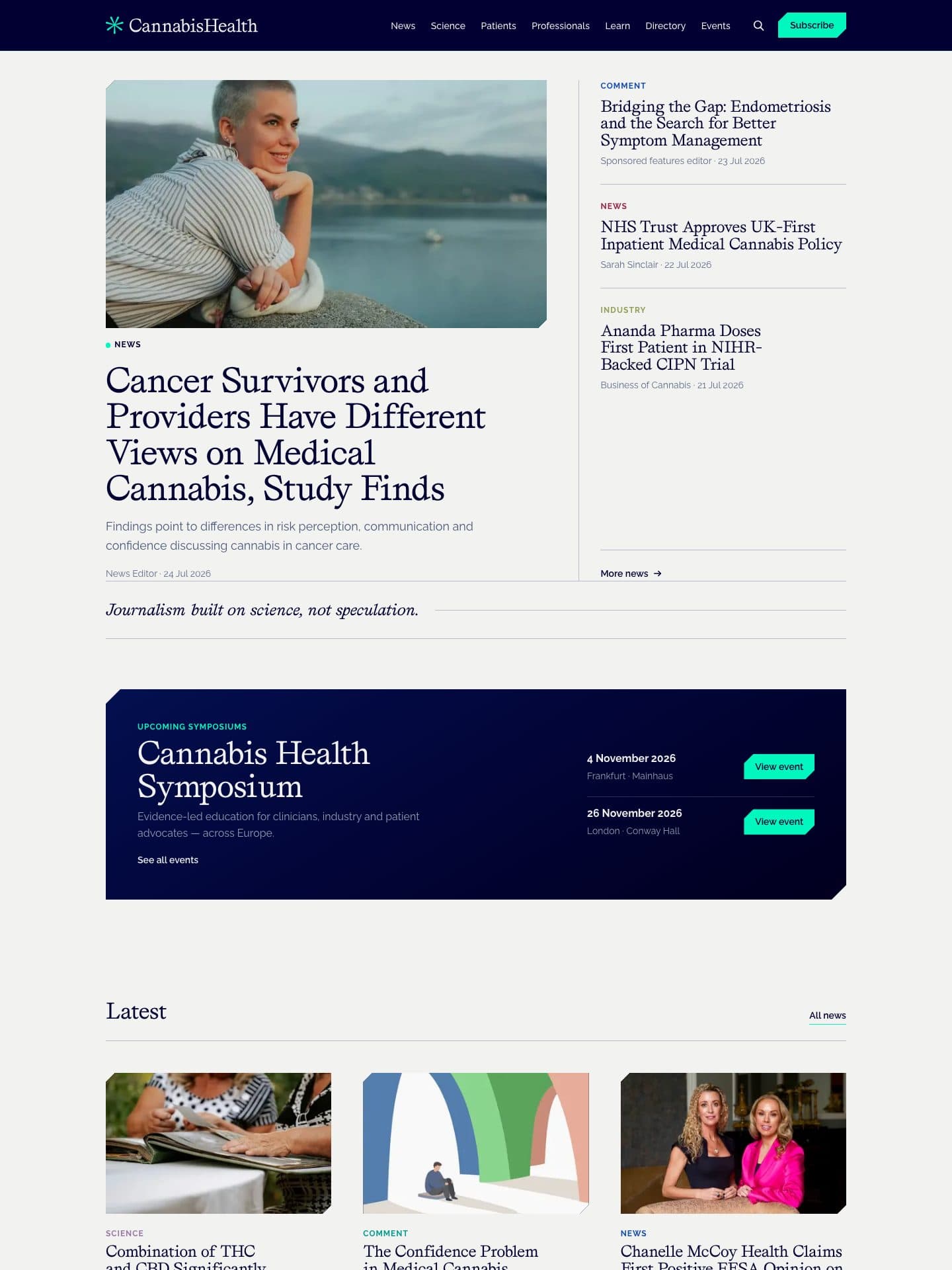 Cannabis Health homepage — journalism built on science, not speculation
